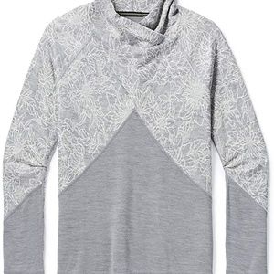 Smartwool Merino 250 Crossover Neck Top - Women's Light Gray Traced Dahlia, L